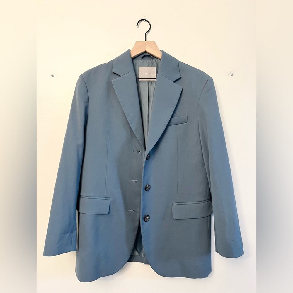 Everlane The ’80s Italian Wool Blazer teal oversized 3 button office casual - Picture 5 of 11